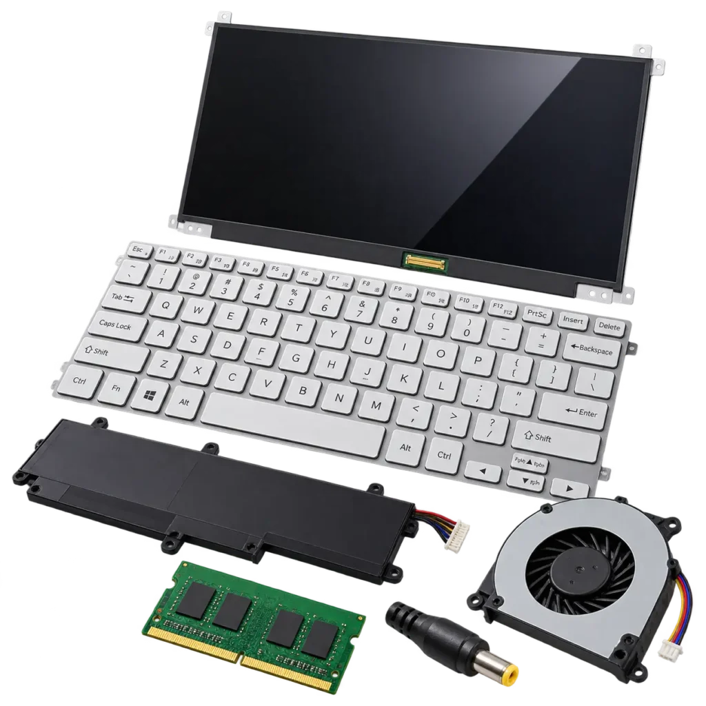 teclado, ventilador, bateria, ram, jack de carga cargadores de laptop
