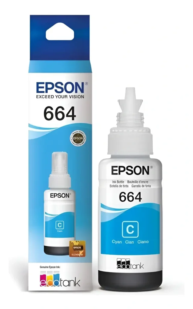Botella de Tinta CIAN AZUL Epson T664 Original y Compatible