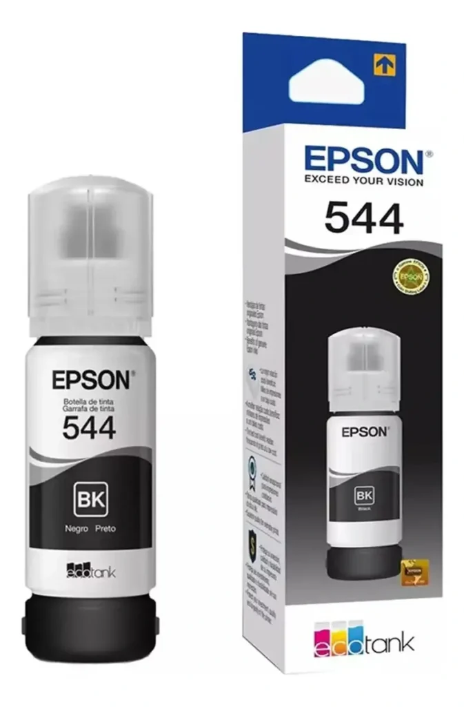 Botella de Tinta Negra Epson T544 Original y Compatible